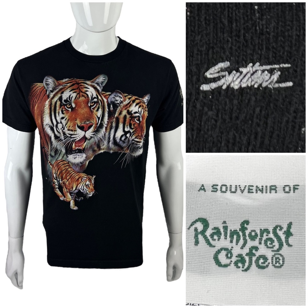 Rainforest Cafe Tiger Medium Shirt Black USA Made Tee A Souvenir Made In Mexico